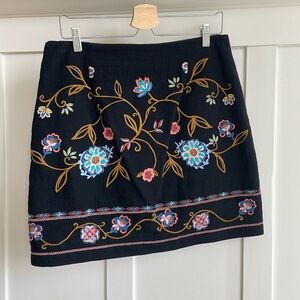 Loft embroidered floral mini skirt